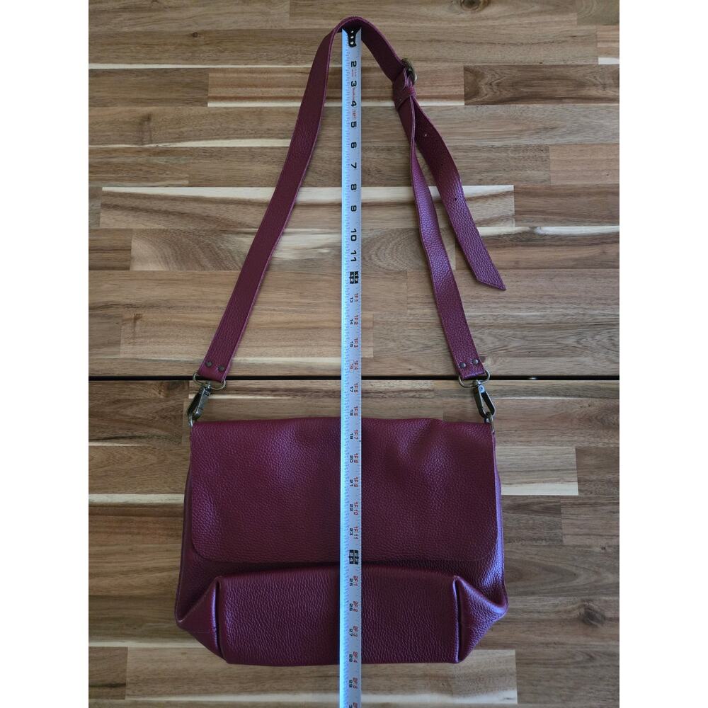 11600 Leather Goods Pebbled Crossbody Bag Burgundy Maroon Handcrafted In Spain - Picture 11 of 14